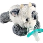 RaZbaby JollyPop Pacifier, Holder w/ Detachable Baby Pacifier, Stuffed Animal RaZbuddy, All Ages 0M+, 100% Medical Grade USA Made Silicone Pacifier, Machine Washable, Textured & Easy to Hold – Dragon